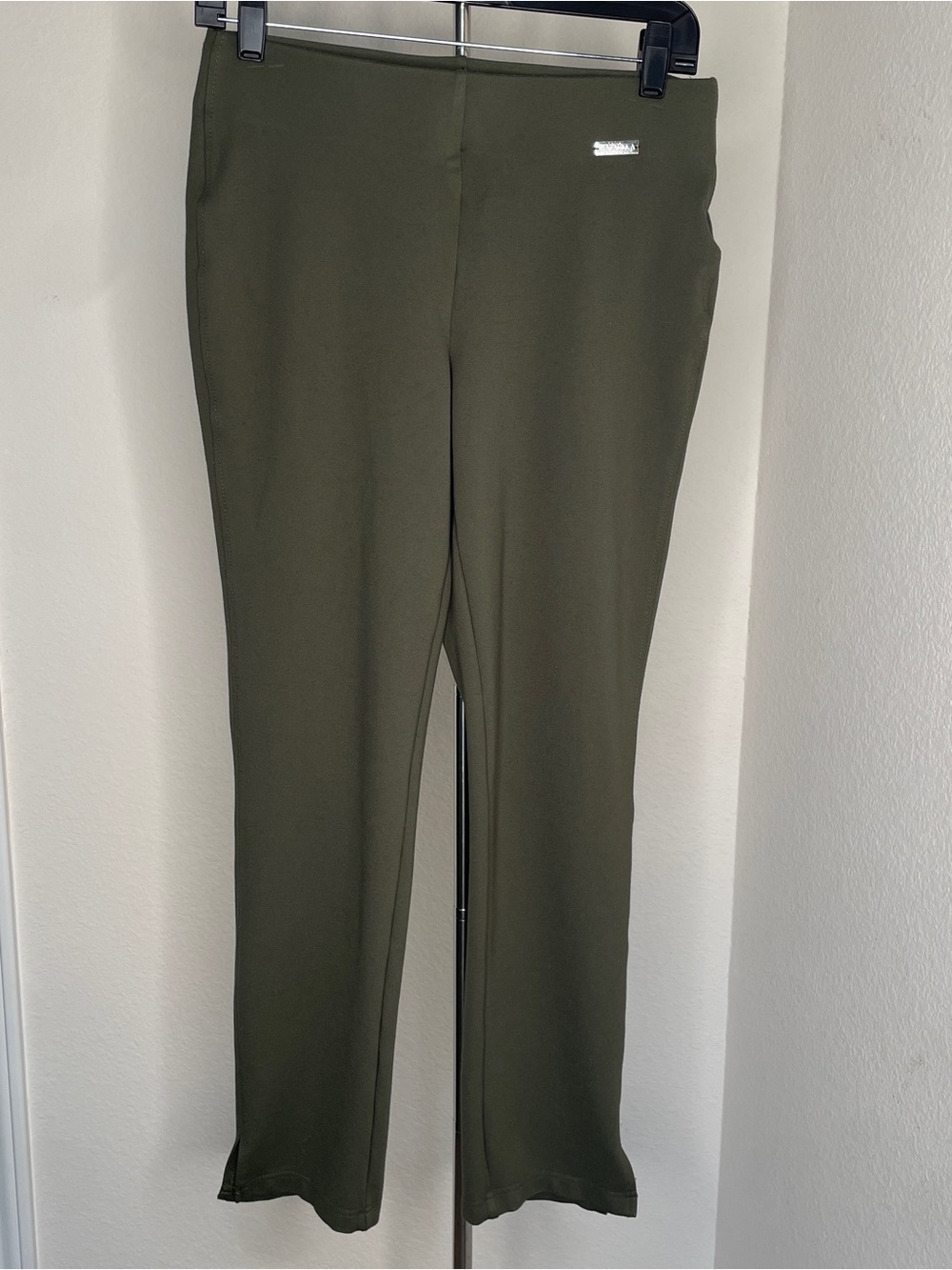 Rafaella Olive Green Pull-On Dress Leggings Stretchy Waist‎ Slit Ankles Office